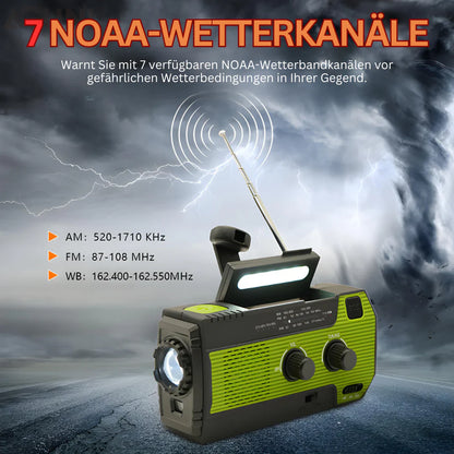 Tragbares Notfallradio mit Solar und Powerbank – 5 Stromquellen