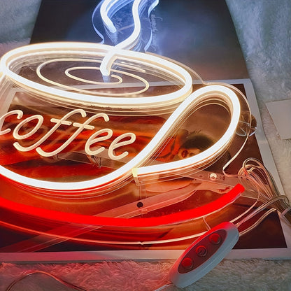 Trendige LED-Kaffeetassen-Wandlampe im Retro-Neon-Stil
