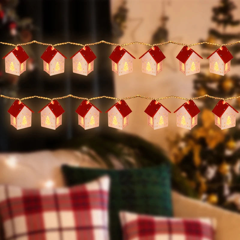 Deko-Holzhäuser mit LED-Lichtern für festliche Weihnachtsatmosphäre