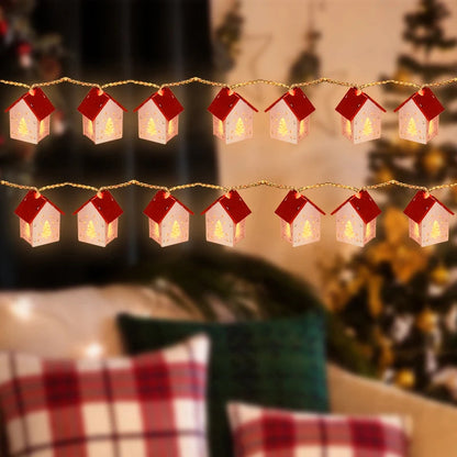 Deko-Holzhäuser mit LED-Lichtern für festliche Weihnachtsatmosphäre