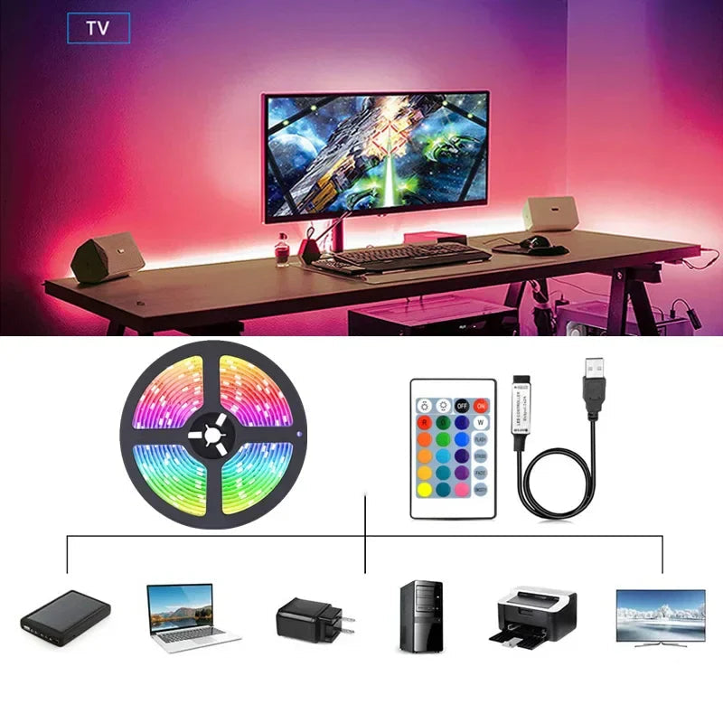 Farbwechsel LED Streifen mit USB-Anschluss für stimmungsvolle Beleuchtung