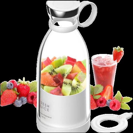 Portabler Smoothie-Mixer mit Fruchtbehälter und Trinkverschluss für Unterwegs