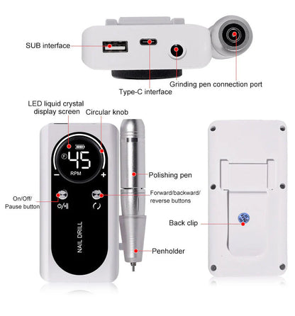 Elektrische Nagelfeile 45000RPM – Leises Design für professionelle Anwendungen
