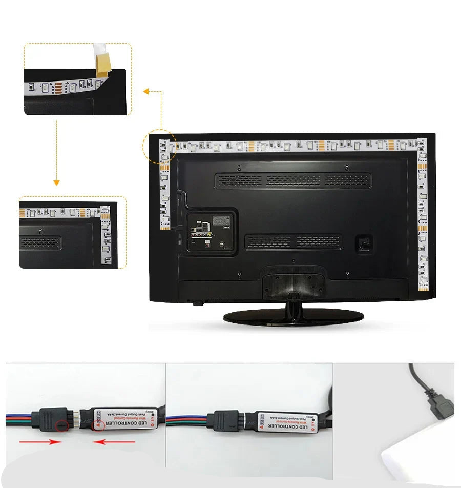 Farbwechsel LED Streifen mit USB-Anschluss für stimmungsvolle Beleuchtung