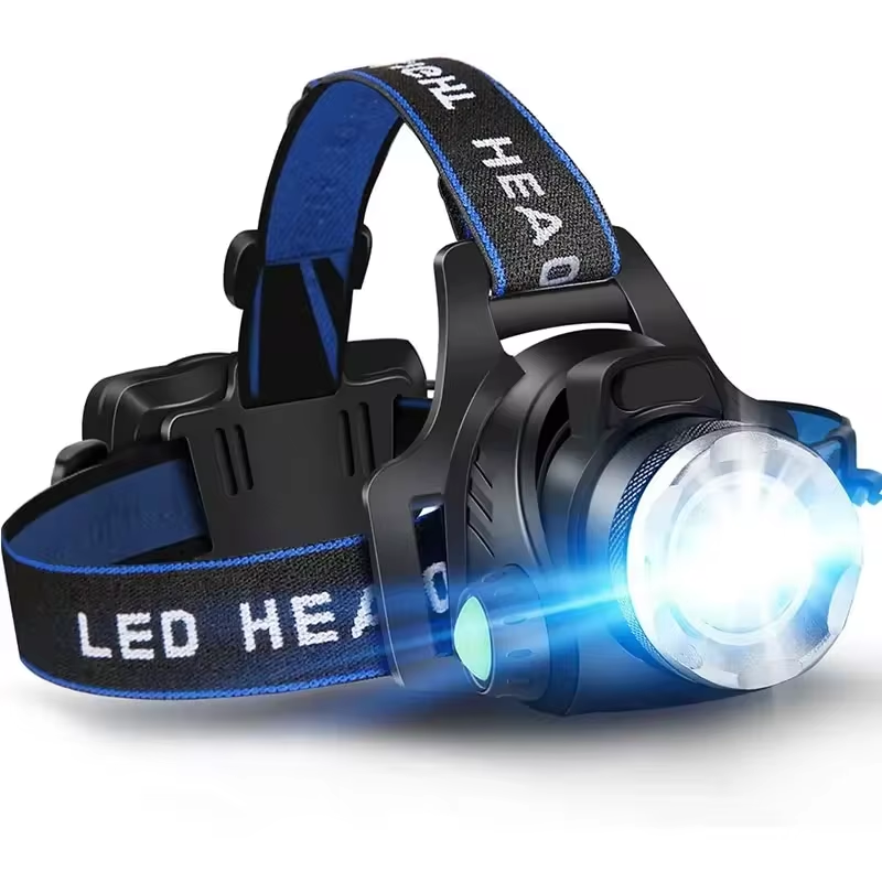 Wasserdichte LED-Stirnlampe mit Zoom und Wiederaufladbarem Akku