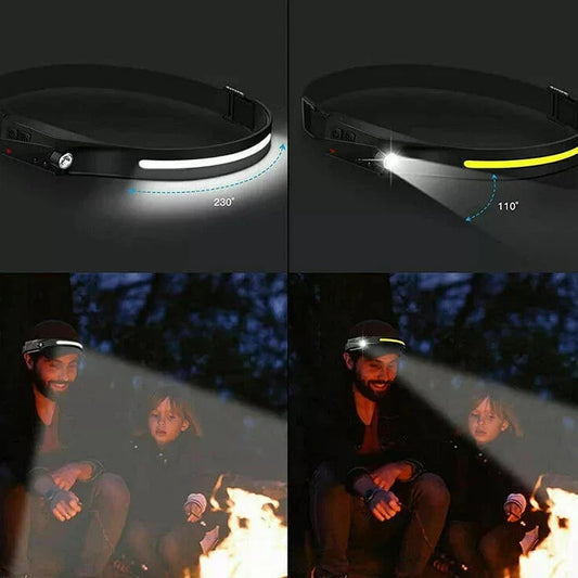 Wiederaufladbare LED-Stirnlampe mit Weitwinkel und Bewegungssensor