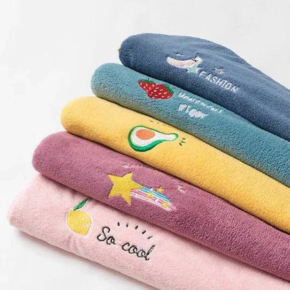 Schnelltrocknendes Mikrofaser Haarhandtuch mit Knopfverschluss – Haarturban für Damen & Kinder