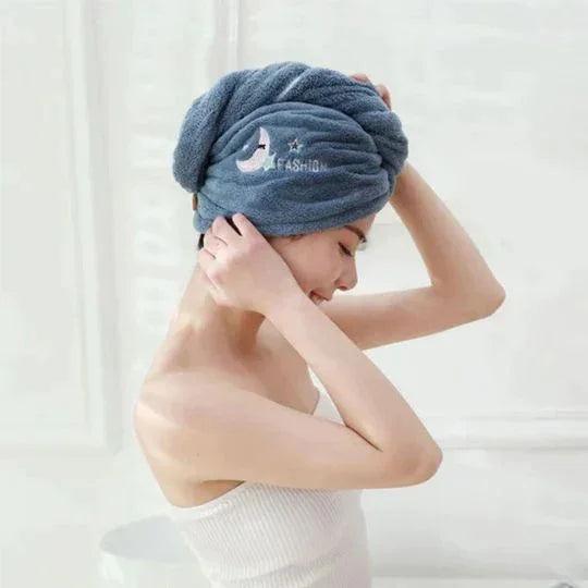 Schnelltrocknendes Mikrofaser Haarhandtuch mit Knopfverschluss – Haarturban für Damen & Kinder