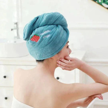 Schnelltrocknendes Mikrofaser Haarhandtuch mit Knopfverschluss – Haarturban für Damen & Kinder