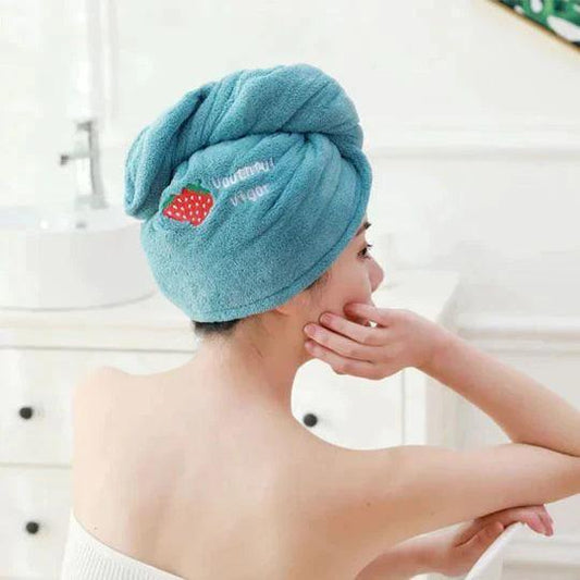 Schnelltrocknendes Mikrofaser Haarhandtuch mit Knopfverschluss – Haarturban für Damen & Kinder
